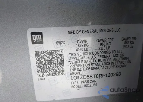 2024 Chevrolet Malibu Fwd 1Lt из США, поврежденный, VIN 1G1ZD5ST0RF120268